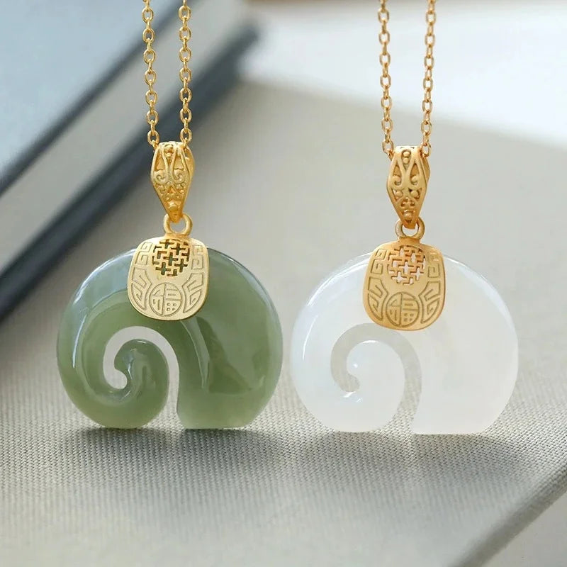 Dovionne Hetian Jade Necklace — Natural stone polished for 16 hours, a rare gift for someone special